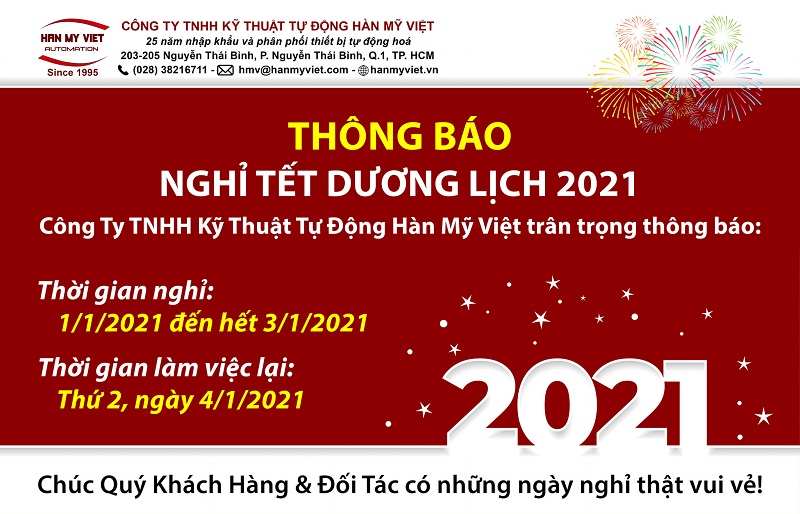 Hàn Mỹ Việt thông báo lịch nghỉ tết dương lịch 2021